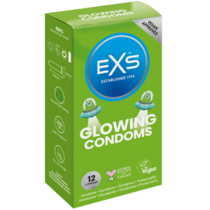 EXSGlowintheDarkGlowingCondomCondoms12PackVeganFriendly